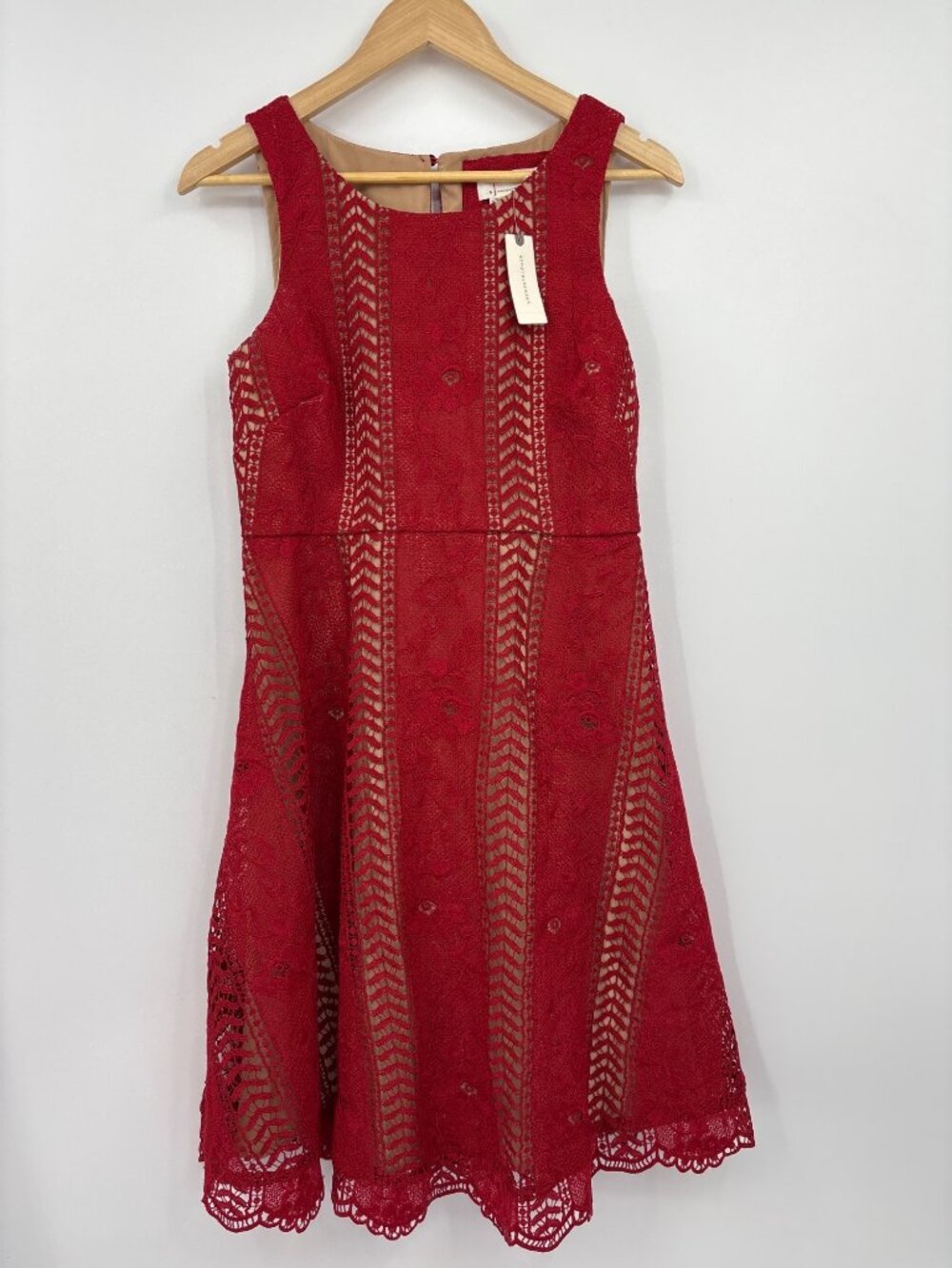 Anthropologie Georgia Mini Dress Crochet Lace Red Size 6 NEW